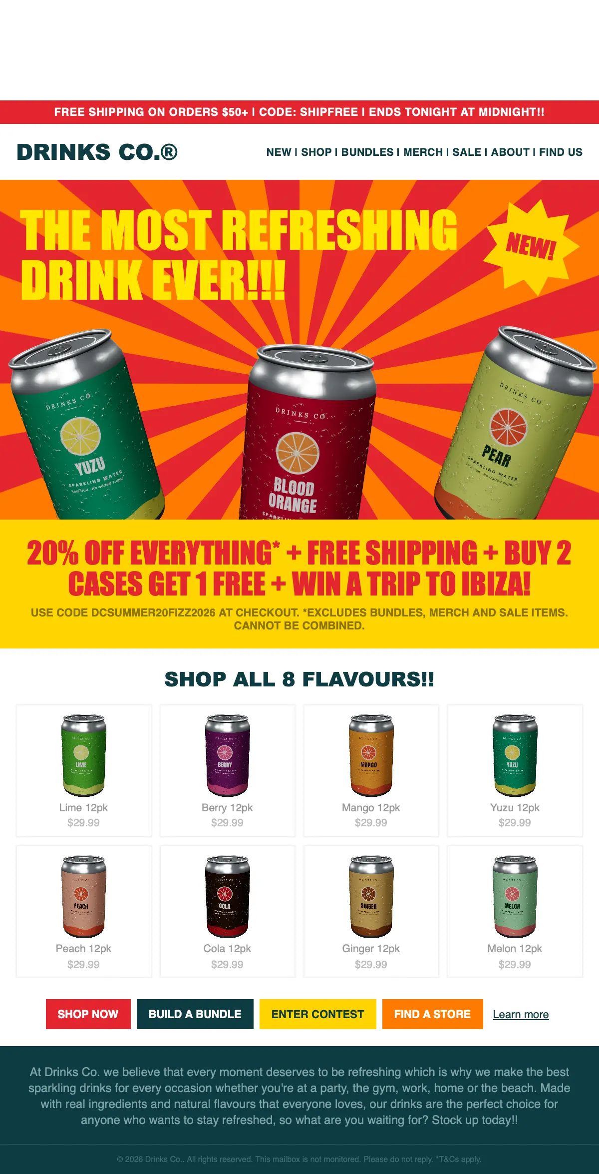 The brand’s old promotional blast: four competing buttons, eight products and a wall of offers